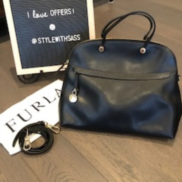 Furla Genuine Leather Handbag With Full Zip Closure Black Size OS - Picture 2 of 5